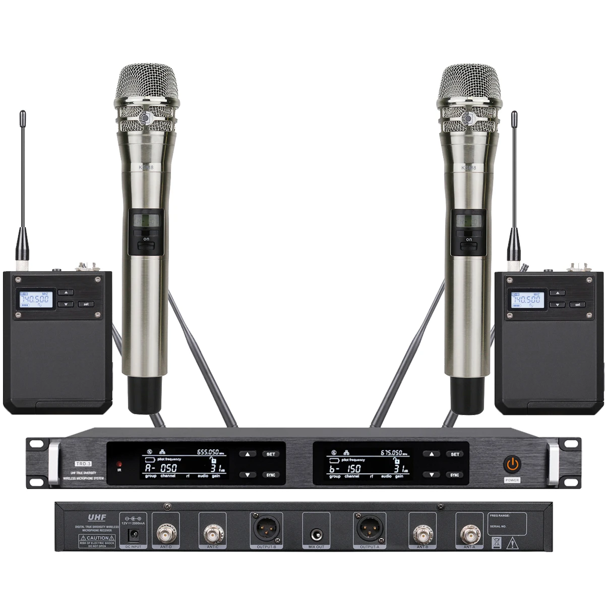 Advanced ULXD4 Dual Channel UHF Karaoke Wireless Microphone System 4 A