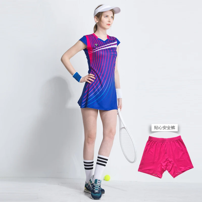Летний костюм для бадминтона, женское Спортивное платье для тенниса, тонкая быстросохнущая одежда - Цвет: C