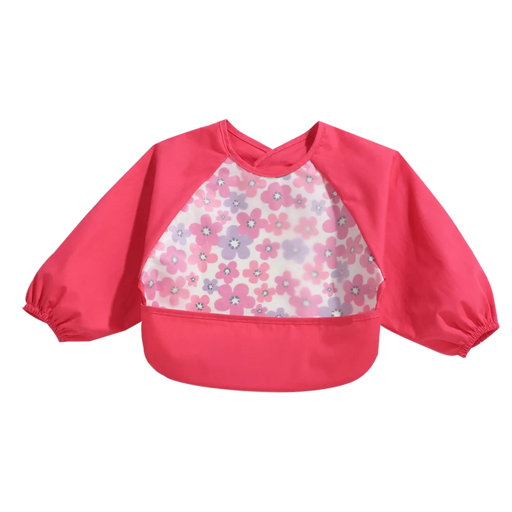 Cartoon Design Baby Bibs Waterproof Girls Boy Feeding Printing Clothes Long Sleeve Unisex Apron