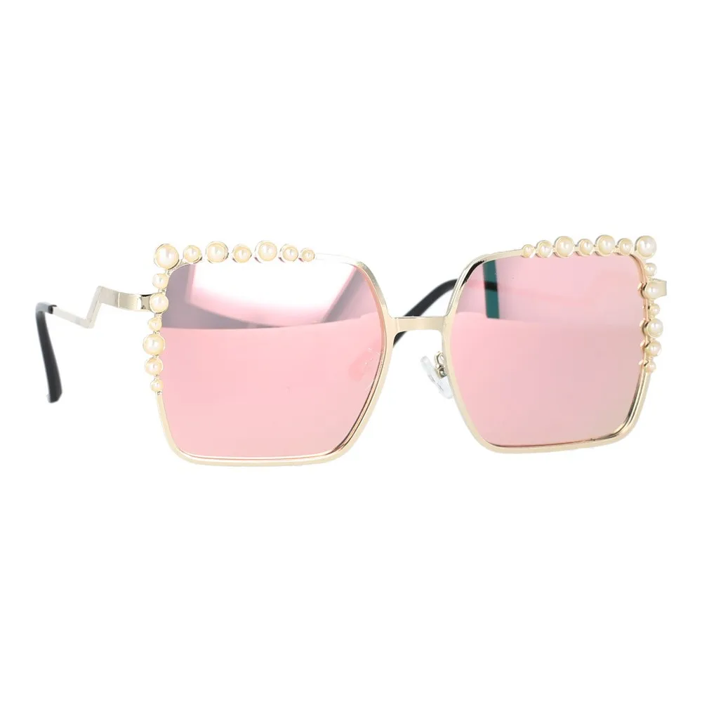 46340 Luxury Brand Sunglasses Pearl Decoration Women Fashion Shades Uv400  Lady's Vintage Glasses