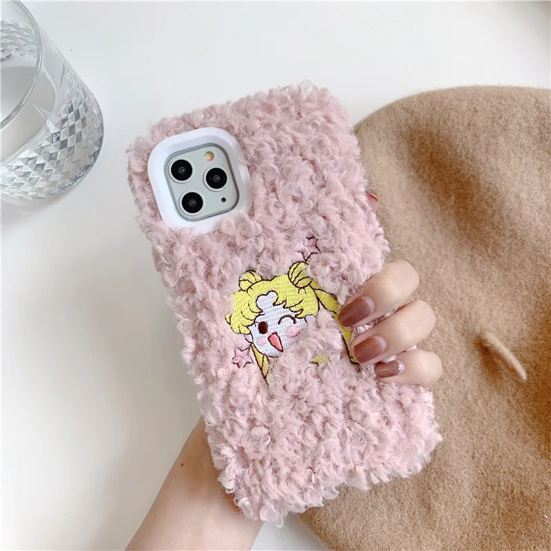 Чехол для телефона JAMULAR Sailor Moon с вышивкой iPhone X XS MAX 7 11 Pro XR 8 6 6s Plus плюшевая мягкая
