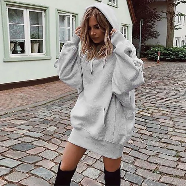 S-5XL Oversized Long Sleeve Punk Tunic Hoodie For Women