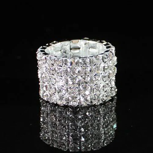 Модные вечерние классические ювелирные изделия Anillos, потрясающие многорядные растягивающиеся кольца с бриллиантами для женщин - Цвет основного камня: 5row