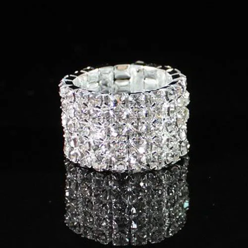 5row Модные вечерние классические ювелирные изделия Anillos, потрясающие многорядные растягивающиеся кольца с бриллиантами для женщин - Цвет основного камня: 5row