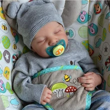 19in Realistische Puppe Geschlossenen Augen Schlaf Boy Weiche Vinyl Silikon Baby Nette Neugeborene Spielzeug Geschenk JY02 21 Dropshipping