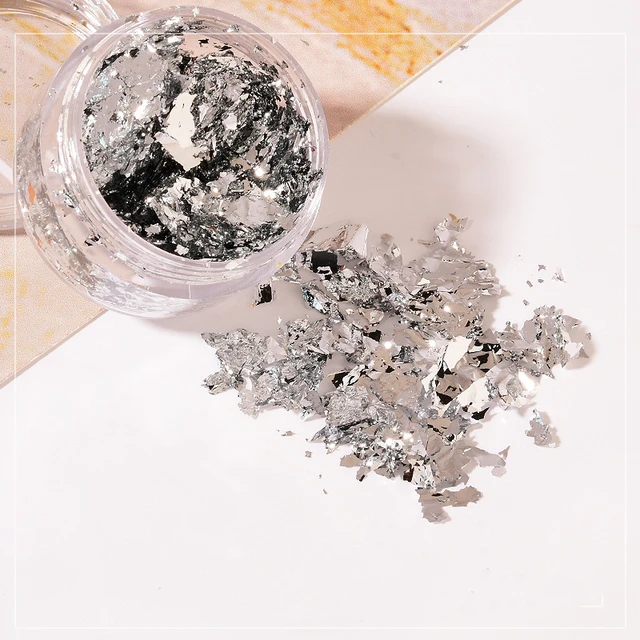Foil for Manicure Gold Silver Irregular Aluminum 3D Glitters Sequins Craft Paper Nail Stickers Art Decor DIY Decorative Tools E