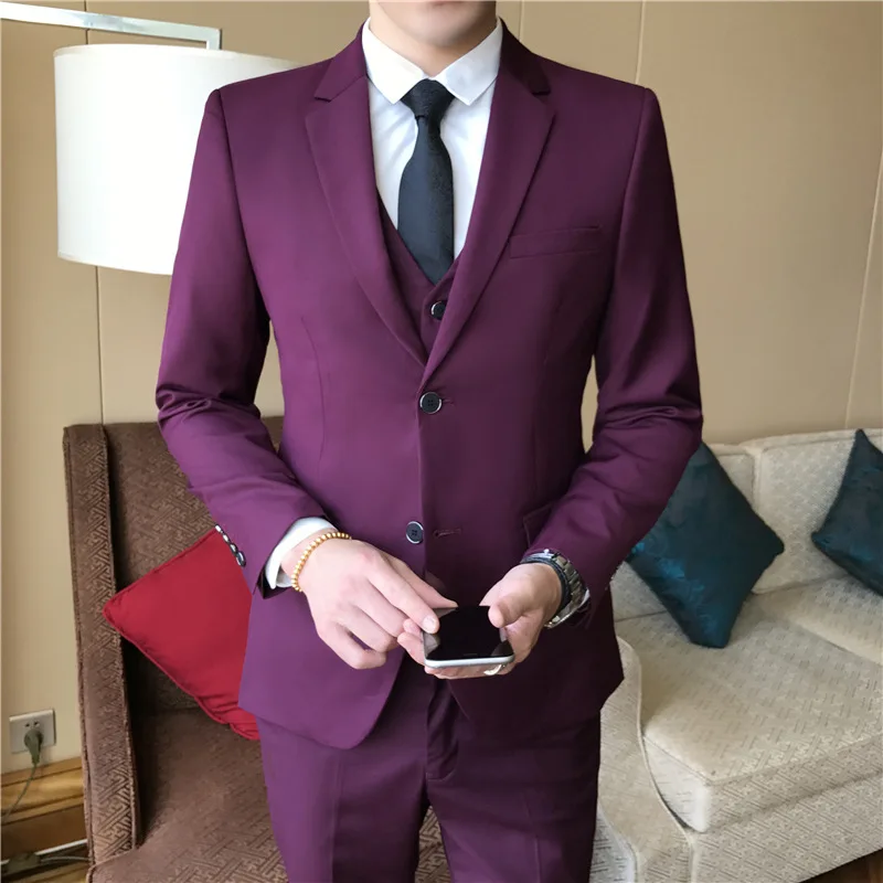 

2019 Spring And Autumn New Style MEN'S Suit Set Three-piece Set Urban Fashion Casual Business Best Man Wedding Small Suit