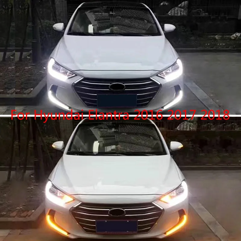 

1set 12V ABS Daytime Running Light Daylights DRL For Hyundai Elantra 2016 2017 2018 With Turn Yellow Signal Lights AUTO