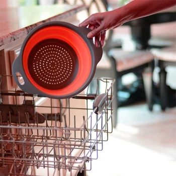 

2-Piece Collapsible Colander Set Silicone Fruit Vegetable Strainer Washing Drain Basket Foldable Kitchen Drainer