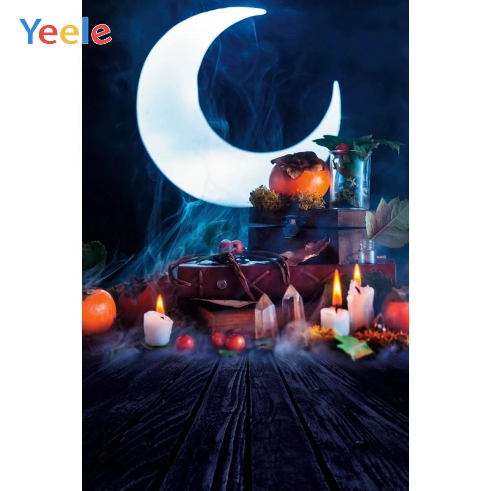 

Halloween Backdrop Moon Pumpkin Lantern Wood Board Photography Backdrops Photographic Background Vinyl Backgrounds Photozone