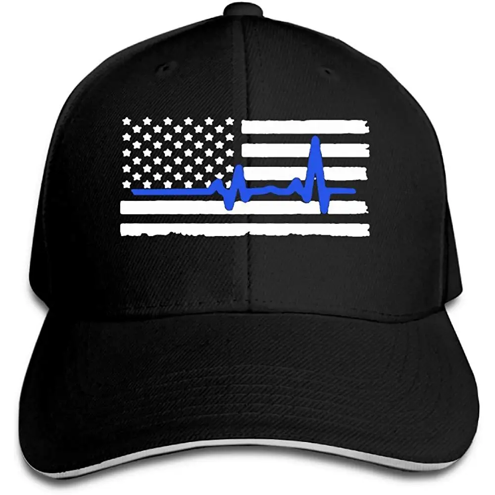 Классическая унисекс Заказная полицейская сердцебиение тонкая синяя линия Дальнобойщик Кепка Простая Регулируемая бейсболка