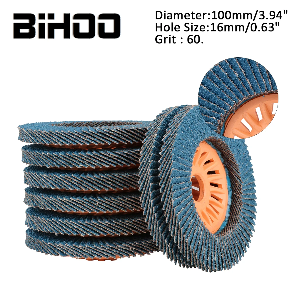 

2-20Pcs 100mm 60 Grit 4" Flap Wheel Flap Wheel, Especially Suitable For Grinding Aluminum Metal Zirconia Alumina 5/8" Arbor
