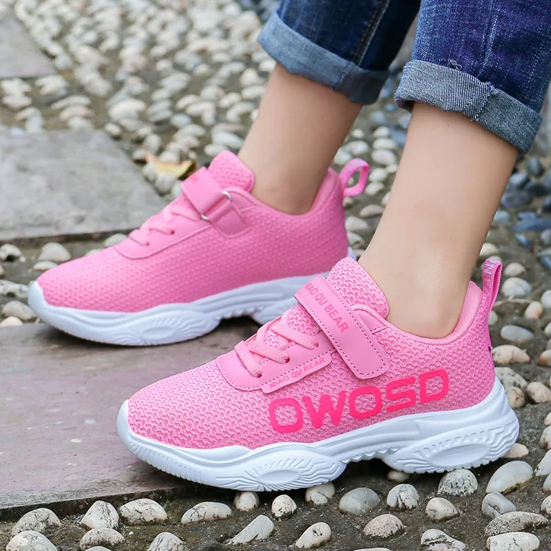 Autumn Children Boy Girl Net Cloth Sneakers Casual Solid Color Letter Pattern Breathable Light Wear-resistant Non-slip Sneakers