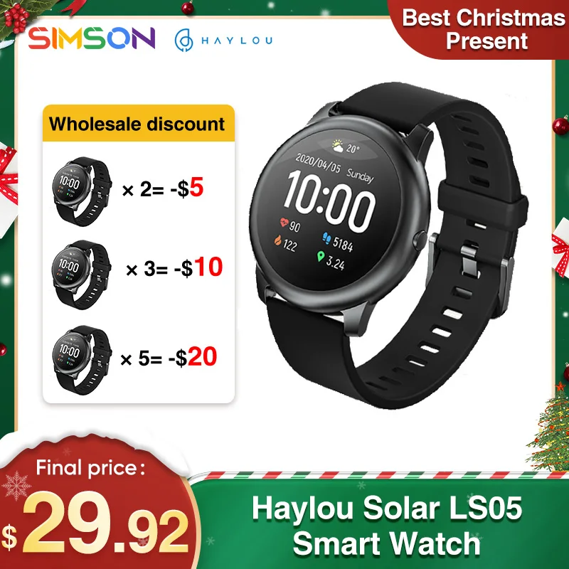 Haylou Solar LS05 Smart Watch Sport Metal Heart Rate Sleep Monitor IP68 Waterproof iOS Android Global Version for Xiaomi YouPin|Smart Watches| - AliExpress