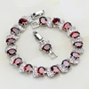 Classic Red Garnet White Cubic Zirconia Charm 925 Sterling Silver Chain Link Bracelet For Women Free Gift Box ► Photo 3/5