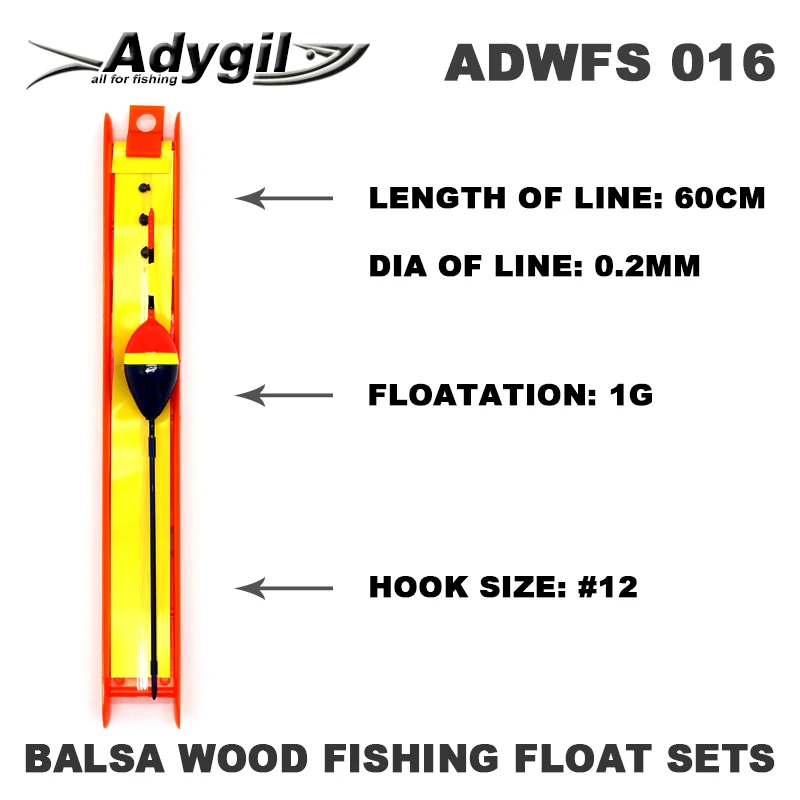 Adygil пробкового дерева поплавок наборы ADWFS 016 Floatation 1 г Длина лески 60 см крючок Размер#12 5 шт./лот