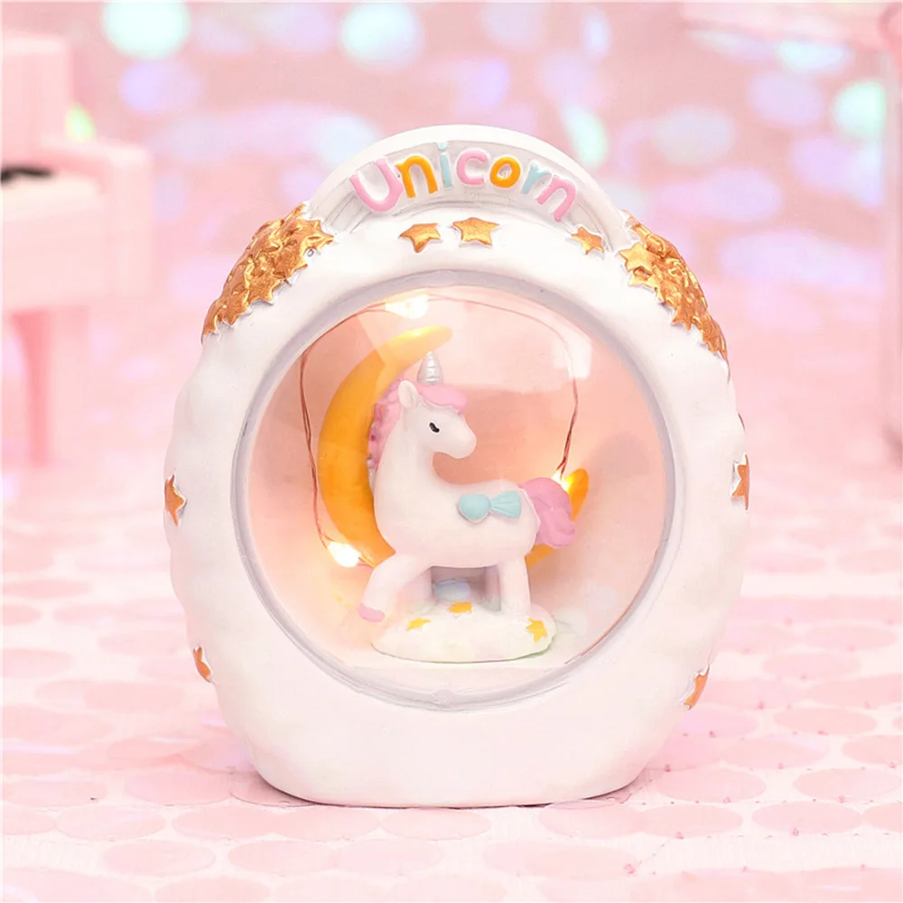 Golden Moon Unicorn Светодиодный ночник прикроватный светильник праздничный декоративный светильник детские игрушки подарок для девочек настольные лампы подарок на день рождения мультяшный Единорог - Испускаемый цвет: Golden Moon Unicorn
