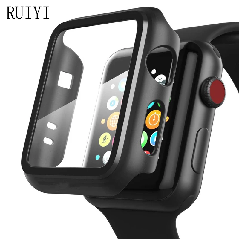 

Tempered Glass+case For Apple Watch 5 4 44mm 40mm iWatch 3 2 1 42mm 38mm Screen Protector+cover bumper apple watch Accessories