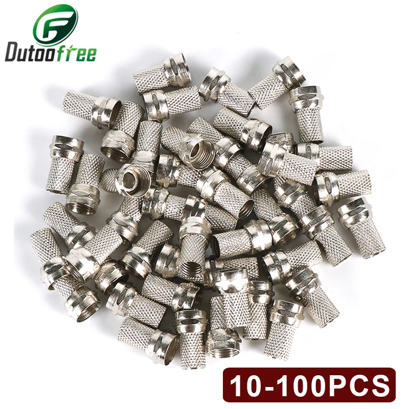 Conector de Cable Coaxial, materiales de latón, Conector de sedal de cobre galvanizado, de alta calidad, 100 Uds., giro en RG6 F