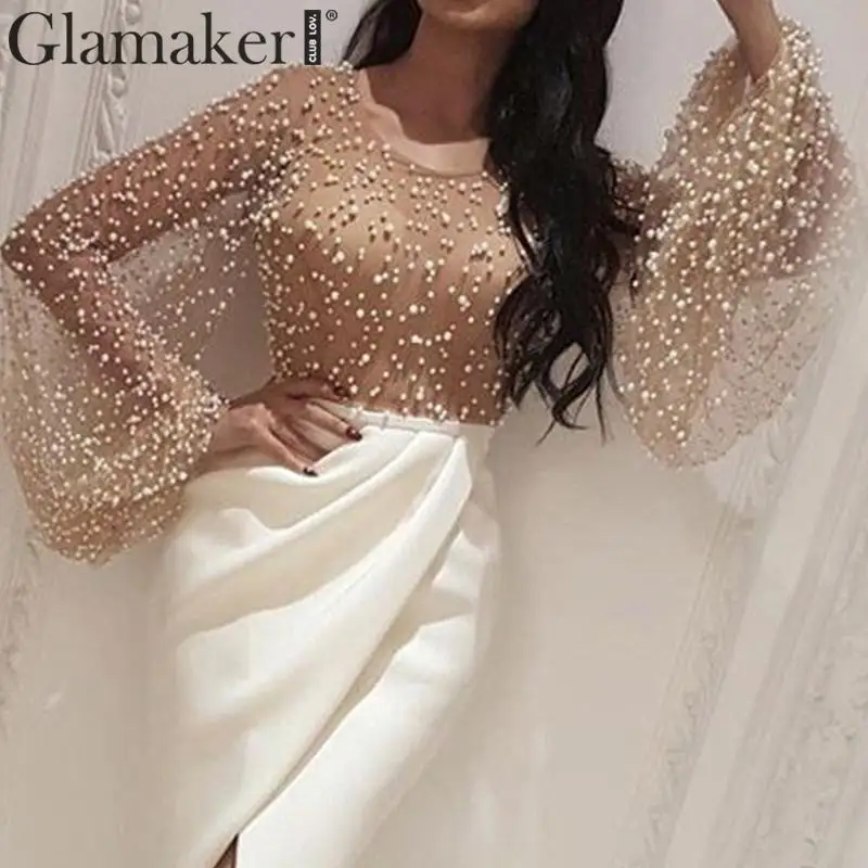 Женское Трикотажное вечернее платье Glamaker длинное прозрачное Сетчатое в стиле