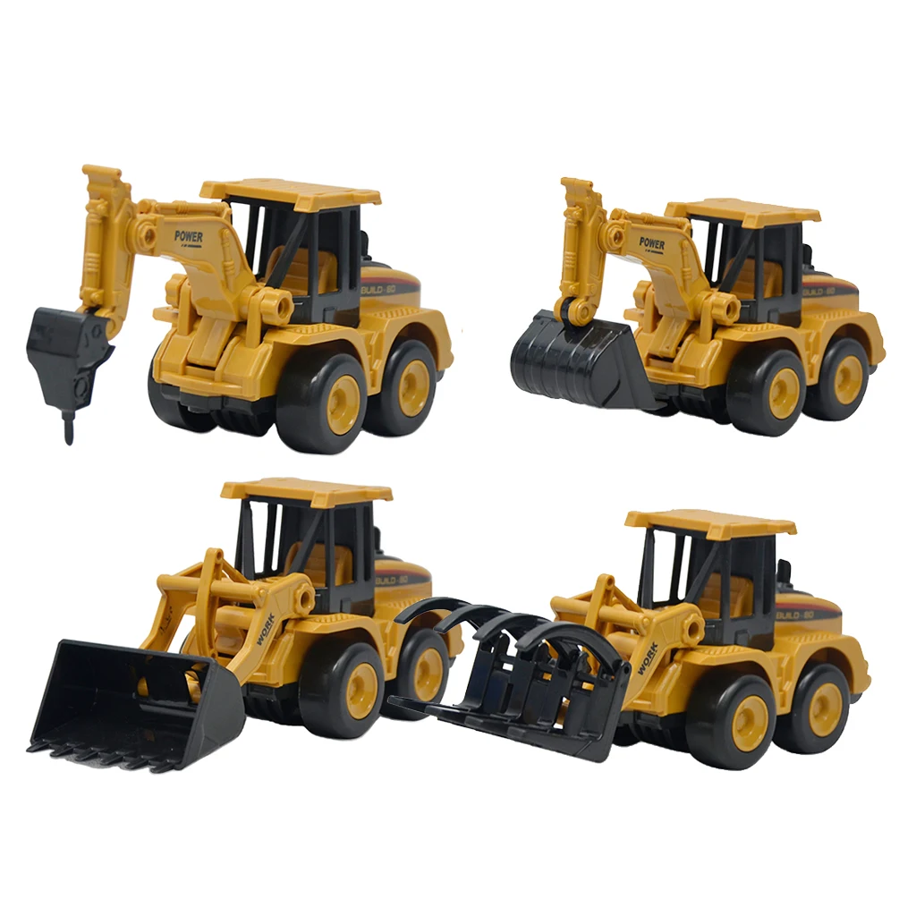 Set of 4 Engineering Car Toy STEM Learning Kits, Christmas Birthday Gifts for Kids Toddlers