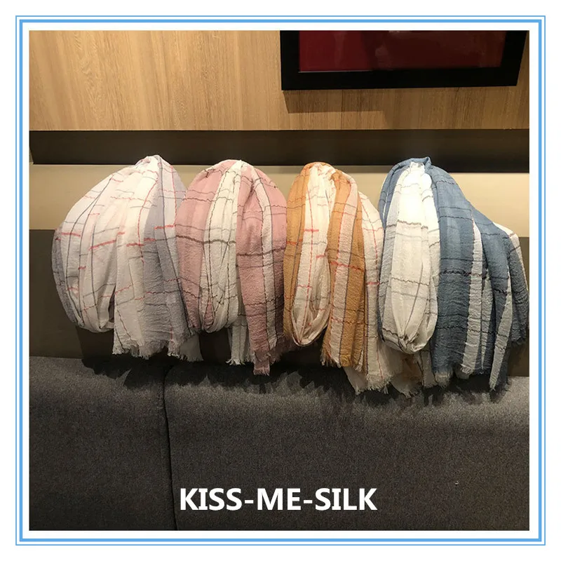 

KMS Lamb velvet plaid scarf shawl comfortable and warm casual soft and thin autumn and winter scarf shawl Women 95*215CM/80G