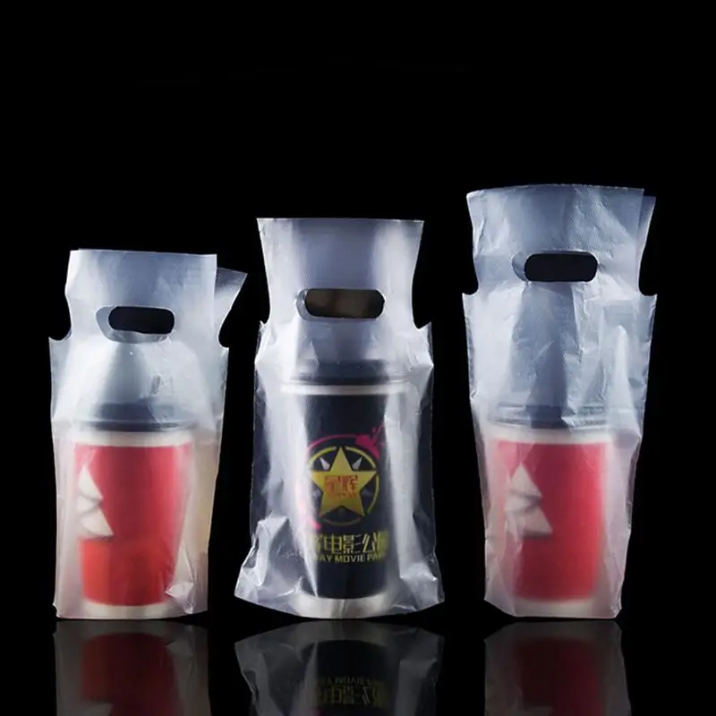 100pcs Disposable Drink Pouches Practical Handheld Coffee Container Bag Useful Beverages Tote for Milk Tea Shop