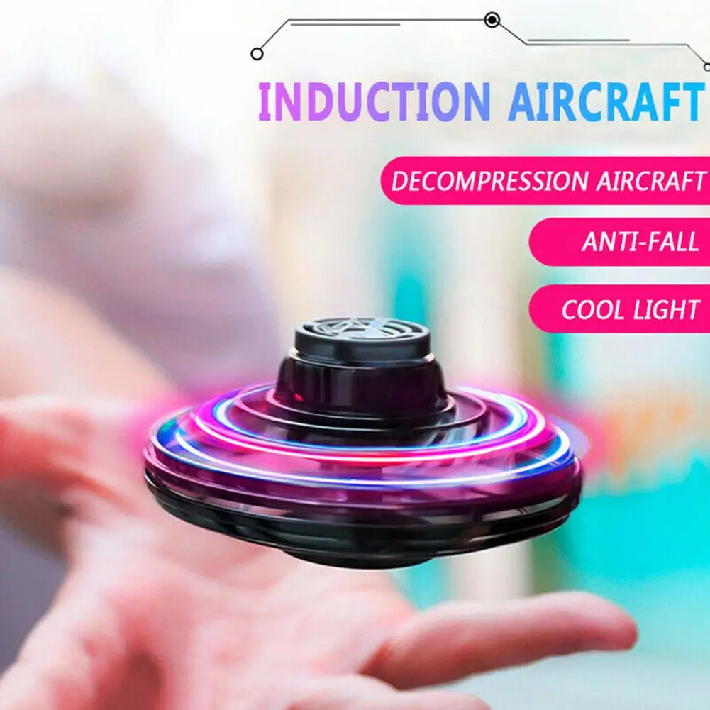 1/2Pcs Mini Flynova UFO Flying Spinner Saucer LED Drone Finger Games Anti-Stress Kids Adult Toy For Children Gifts