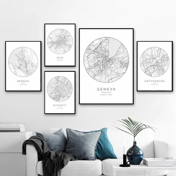 

Lisbon Portugal Moscow Russia Stockholm Sweden Zurich Switzerland Hungary City Map Art Canvas Poster Home Wall Decor (No Frame)