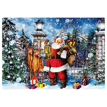 

5D Diamond Painting Full Round Santa Claus Elk Diamond Embroidery Rhinestone Picture Mosaic Christmas Decoration