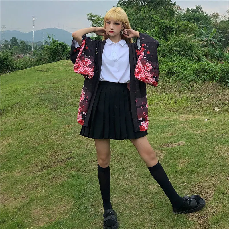 Anime Printing Japanese Kimomo Traditional New Thin Loose Cardigan Kimono Women Plus Size Causl Coat Top Sunscreen Clothes