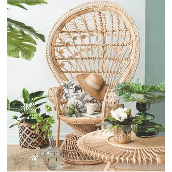 

Rattan Princess Chair Southeast Asian style handmade retro rattan peacock chair
