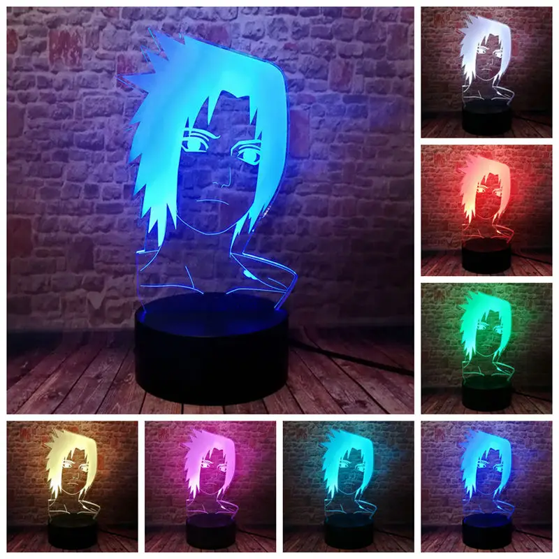 Anime Naruto Uzumaki Kids Led Night Light Team 7 Kakashi Hatake Child Bedroom Decor Colorful Sasuke Uchiha 3D Lamp Boys Fan Gift | Лампы и
