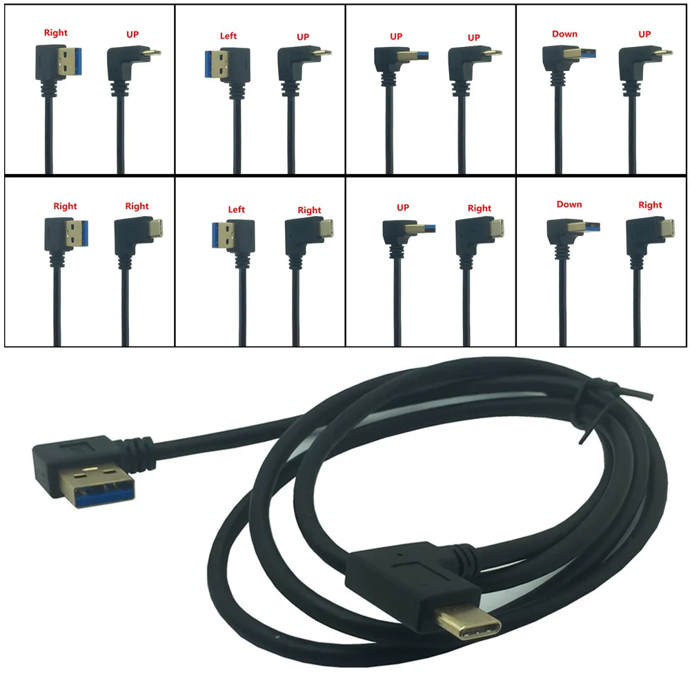 Позолоченный usb-кабель для синхронизации данных и зарядки под углом 90 градусов с