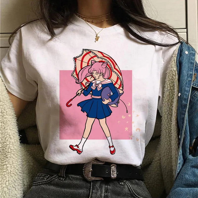 Сейлор Мун футболка Милая женская кошка harajuku ulzzang 90s футболка гранж каваи корейский стиль графическая футболка Женские футболки с принтом - Цвет: 529