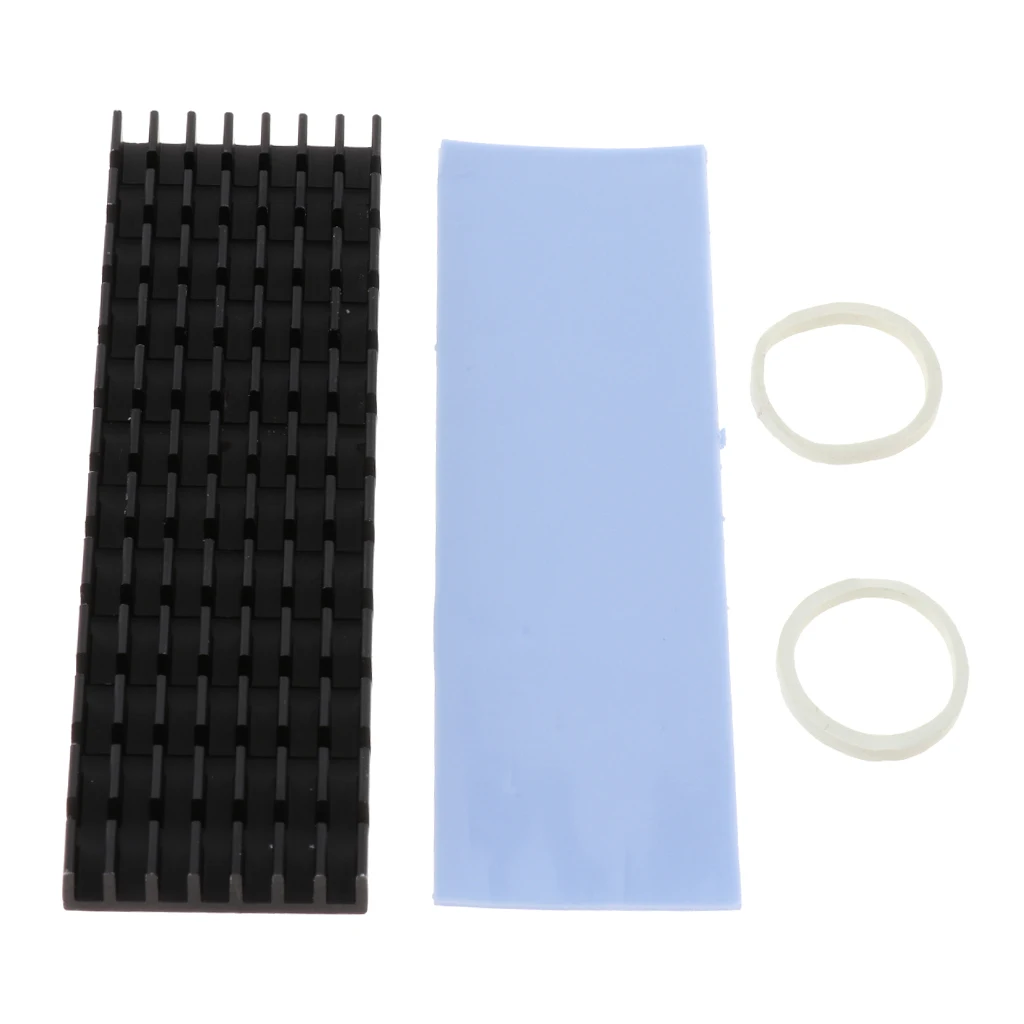 M.2 2280 SSD Heatsink Cooler Solid State Hard Disk Cooling Fin Radiation Dissipate w/ Silicone Thermal Pad (Black)