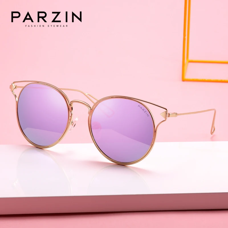 

PARZIN Polarized Sunglasses Women Round Classic UV400 Sun Glasses Vintage Arrow Hollow Metal Frame Lunette De Soleil Femme 8115