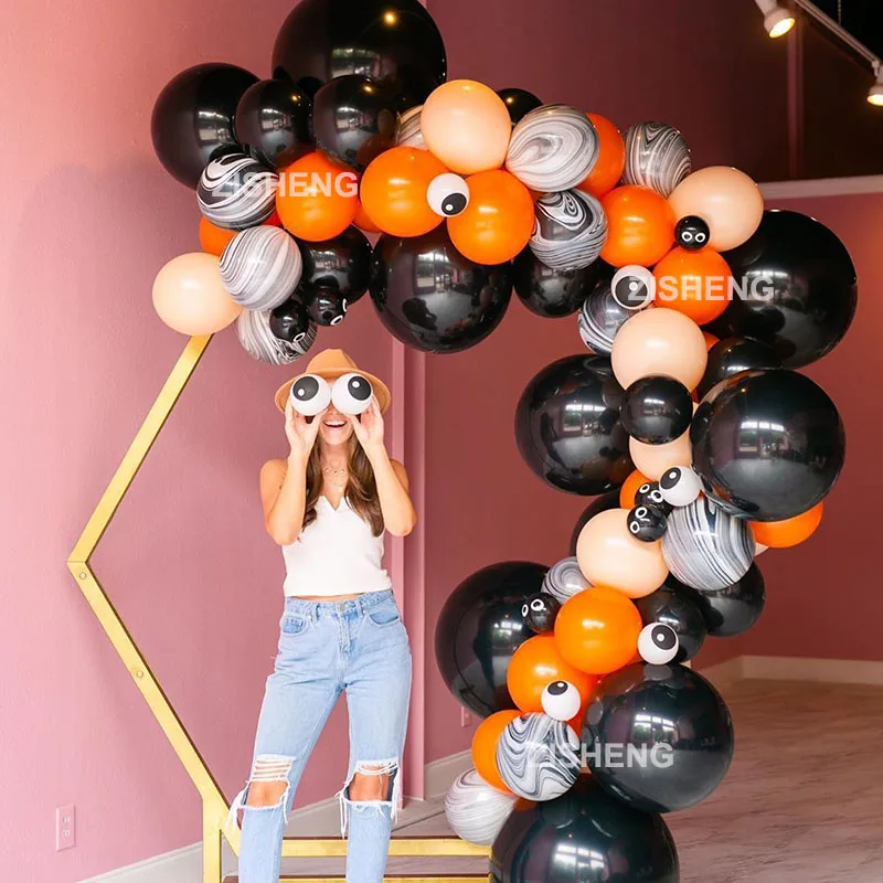 Шары воздушные латексные черные оранжевые 103 шт. воздушный шар &quotКонфетти&quot |