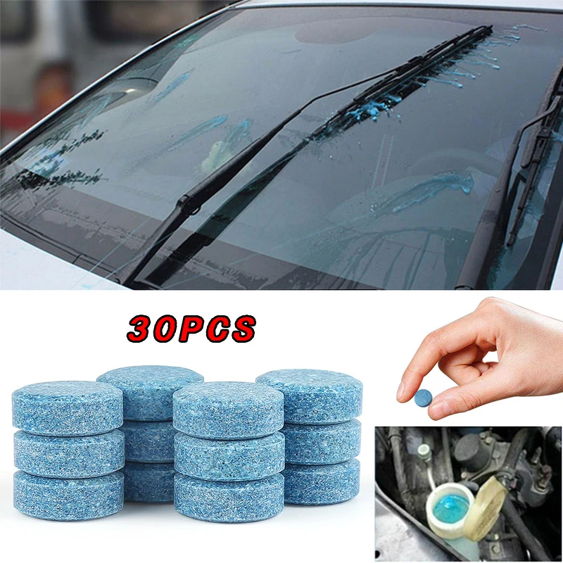 30 Pcs(1Pc=4L) Car Windshield Wiper Glass Washer Auto Solid Cleaner Compact Effervescent Tablets Window Repair Car Accessories