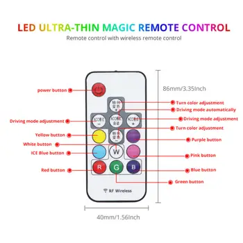 

LED Light Strip DRL Flowing Turn Signal With Remote Control 2pcs set RGB Slim