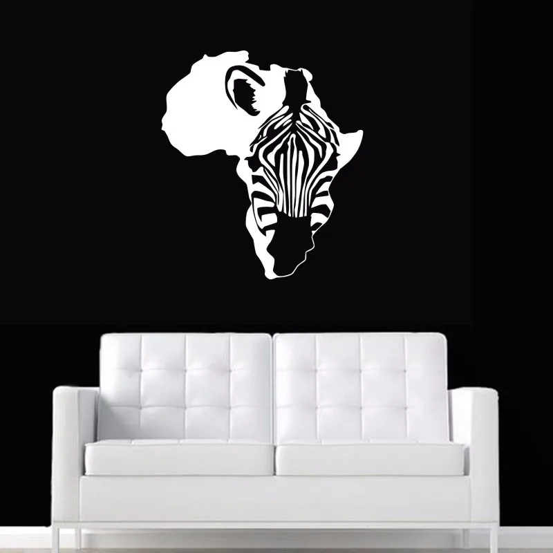 

Zebra Africa Animals Map Wall Stickers Large New Design Coffee Shop Pattern Wall Decal Vinyl Poster Sticker Africa Map Decals