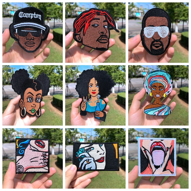 

Punk Patch Rock Negro Embroidery Patches For Clothing Stickers Badge DIY Iron on Patches on Clothes Hippie Patch Applique