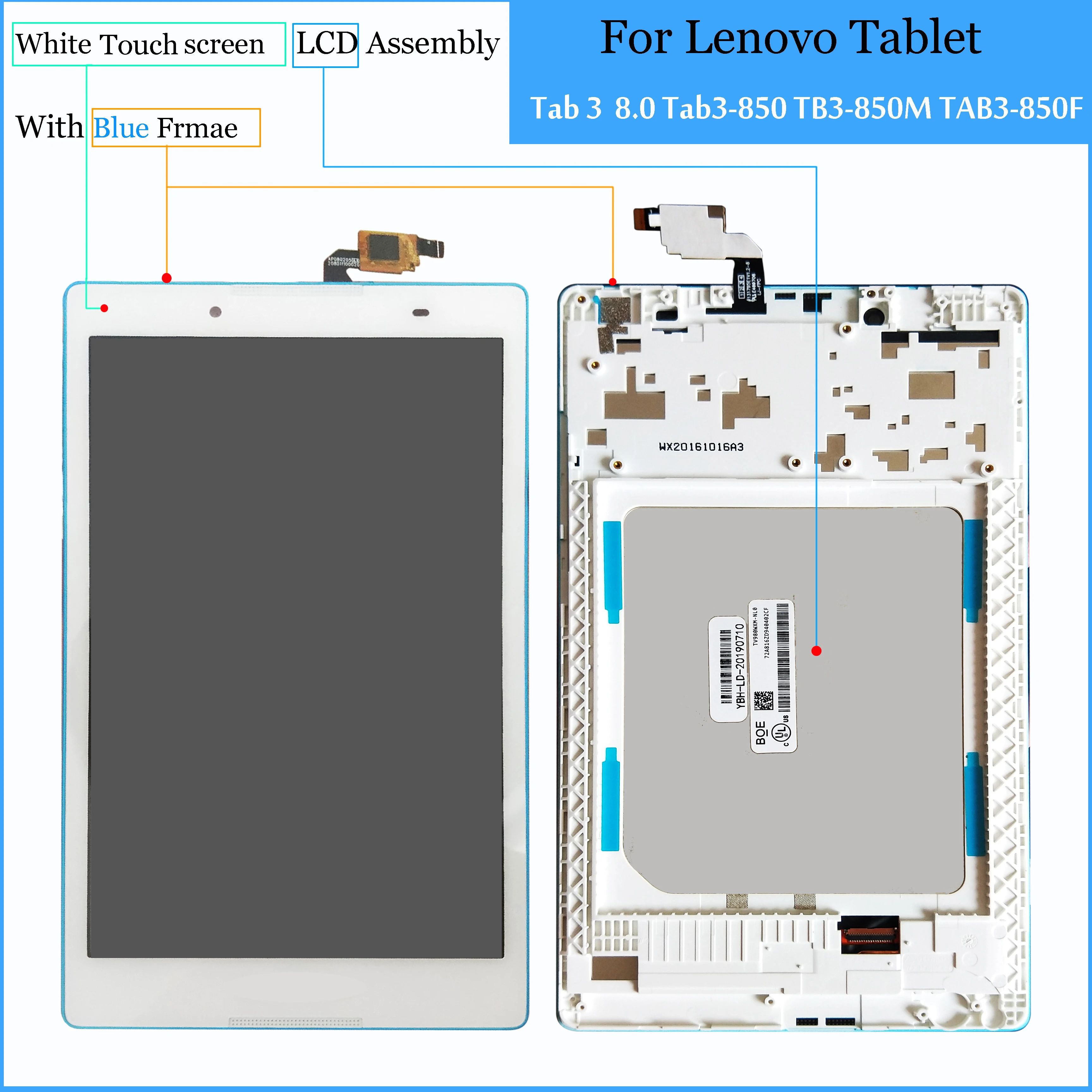 Для lenovo TB3-850F tb3-850 tb3-850F tb3-850M планшетный ПК Сенсорный экран Digitizer+ ЖК-дисплей Дисплей сборки Запчасти черный тестирование