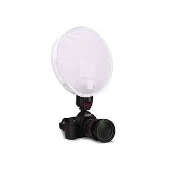 

Fomito 31cm Round Compact Flash Diffuser Softbox & Grey / White / Black Card Board White Balance on DSLR Camera