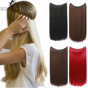 

XUANGUANG No Clip In Hair Extensions Secret Invisible Long Hair Pieces Synthetic Heat Resistant Fish Line
