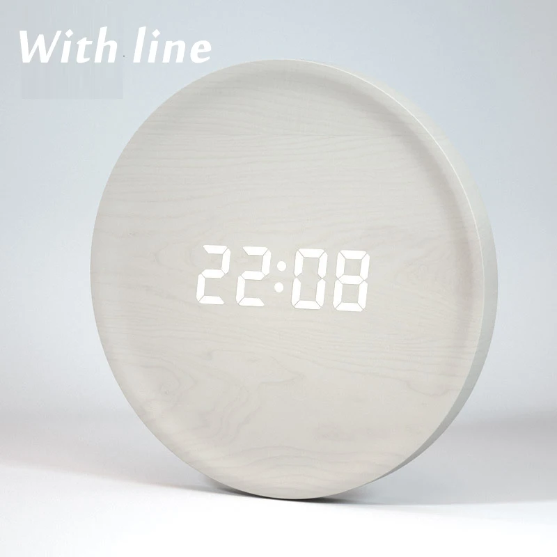 СВЕТОДИОДНЫЙ цифровой Настольный будильник, зеркальные полые настенные часы, современный дизайн, ночные настенные часы для дома, гостиной, украшения, подарок - Цвет: Line-White color