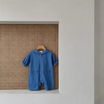 

Kids Romper 2020 Summer Baby Onesie Children's Soft Strap Loose Denim Pants Climb Romper Newborn Baby Clothes