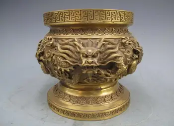 

Chinese Copper Brass Six Dragon Dynasty Palace Bowl incense burner Censer