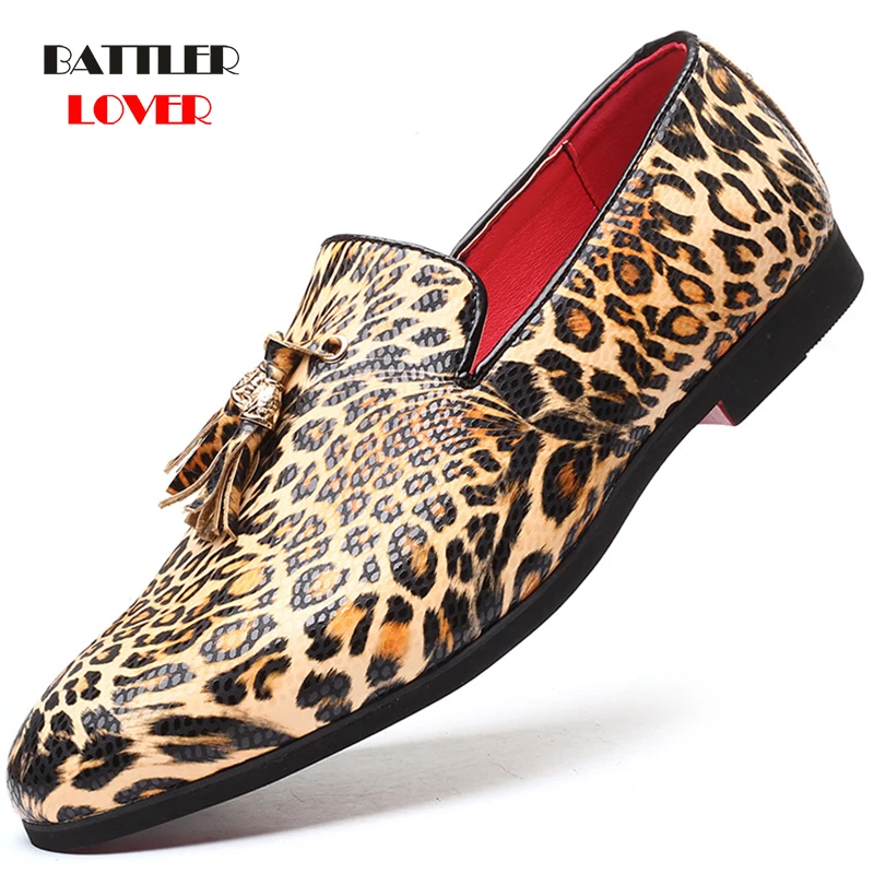 de piel de leopardo para hombre, zapatos clásicos de marca con borlas, calzado plano Formal, informales, talla 38 48|Mocasines| - AliExpress