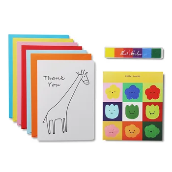 

Funny Creative Fingerprint Greeting Card Envelopes Set with Inkpad, Handmade DIY Material Package for Parent-child Cards